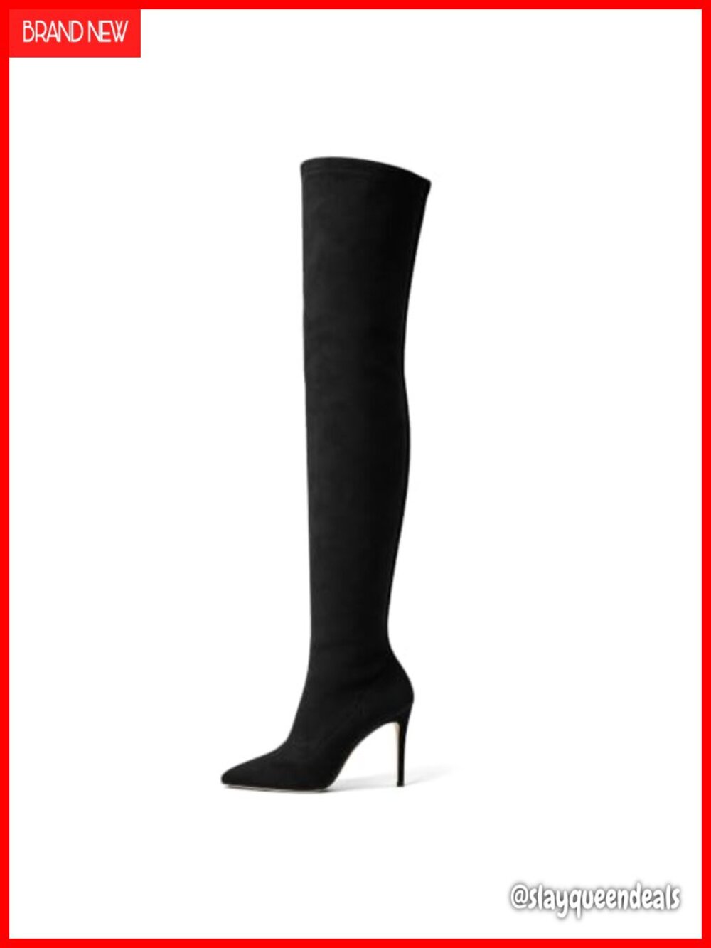 Over the Knee Stiletto Heel Boots Faux Suede Pointed Toe Side Zip